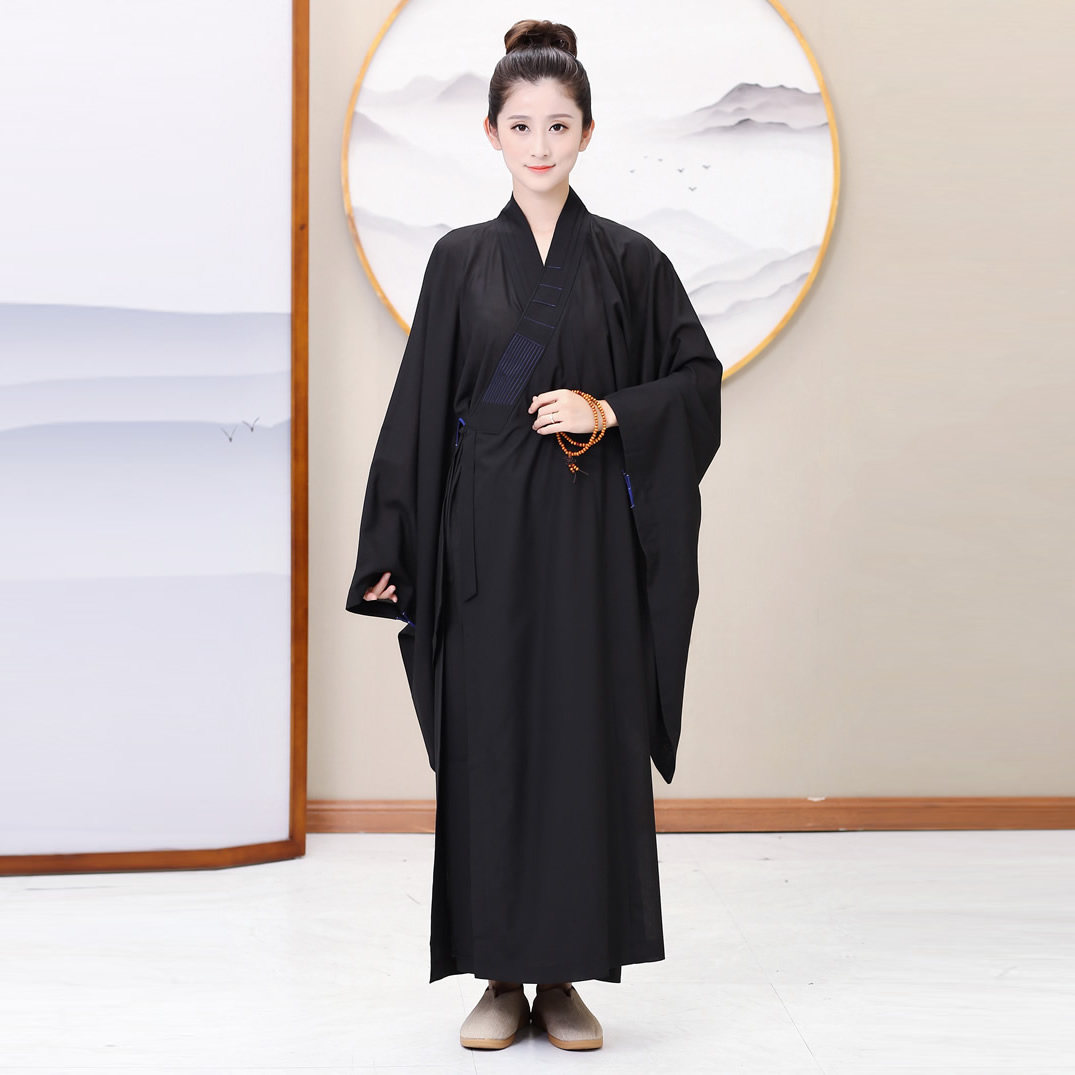 僧服海青居士服男高档台麻不透明海清黄黑咖啡色禅修服女春夏秋季_虎窝淘