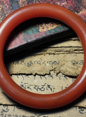 乡村小口径老红玛瑙磨砂玛瑙手镯圆条民族风本命年镯子女小款手环