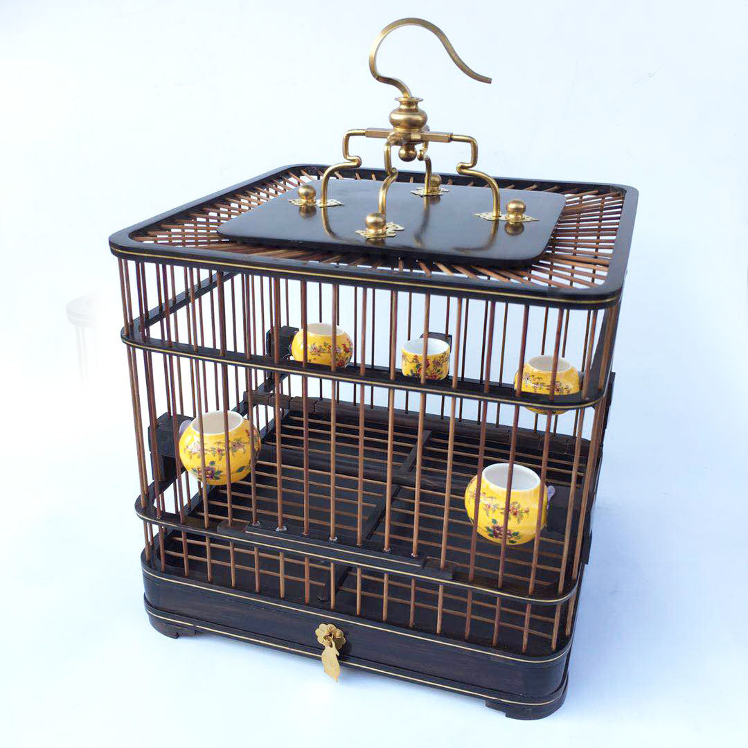 乌木鸟笼贝子靛颏蜡嘴金青铜嘴红乌木制黄花梨鸟笼方笼子紫丝包邮