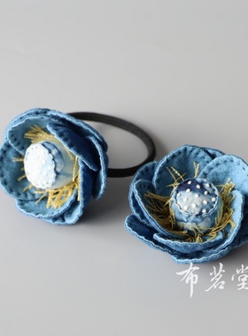 布茗堂扎染花朵头花胸针