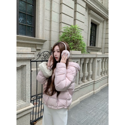 BBen 新国标90白鸭绒粉色排骨连帽羽绒服女短款2025jue美新款冬装