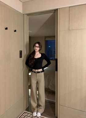 清仓特价  两色百搭休闲裤女2026秋季新款韩版显高显瘦直筒裤