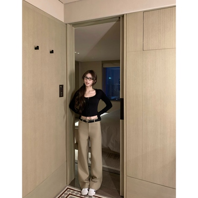 BBen 质感日常 两色百搭休闲裤女2026夏季新款韩版显高显瘦直筒裤