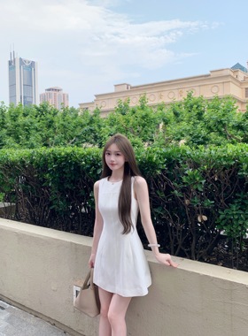 清仓特价 新贵简约气质修身亚麻背心裙女夏2025无袖显瘦连衣裙