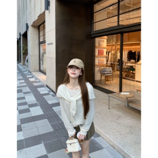 高级感法式 BBen 女毛衣2025秋冬新款 自带披肩羊毛衫 上衣 onni出街