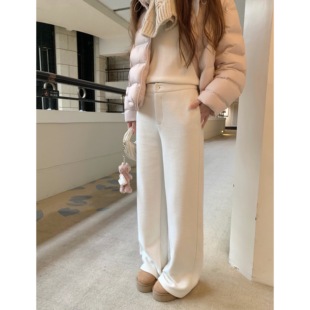 垂感显瘦阔腿裤 BBen 时尚 女2025秋冬新款 一粒扣白色肌理感直筒裤