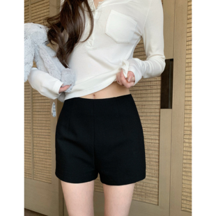 BBen 极简都市 高腰黑色西装短裤女夏装2026夏季新款显高显瘦搭配
