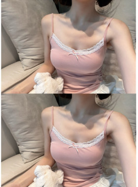 清仓特价 内搭天才 粉色蕾丝蝴蝶结吊带女背心2025新款甜美上衣