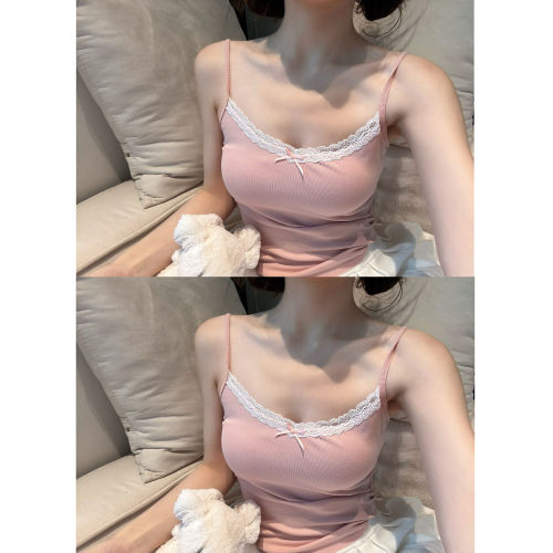 清仓特价 内搭天才 粉色蕾丝蝴蝶结吊带女背心2025新款甜美上衣