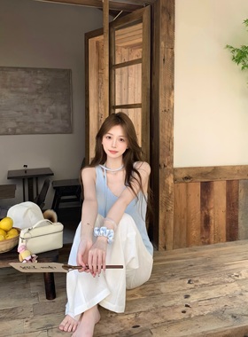 清仓特价  V领飘带针织背心女夏季2025新款穿搭外穿极简上衣