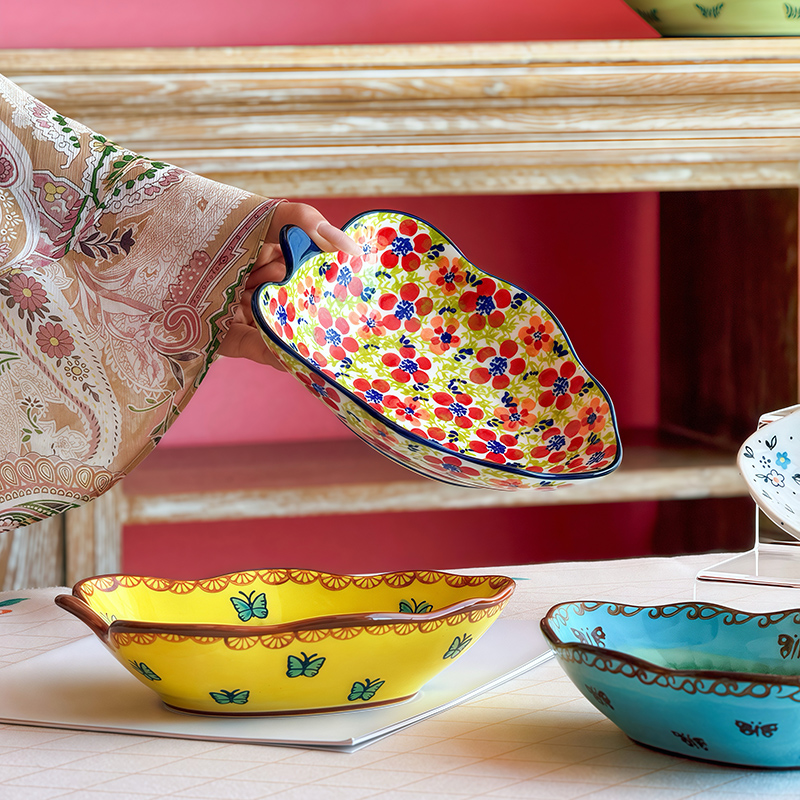 创意高颜值陶瓷叶形小深盘