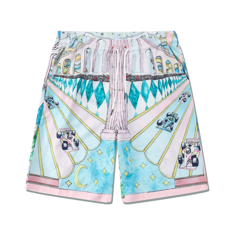 여름 서핑 비치 스타일 꽃 셔츠 정장 캐주얼 레이싱 프린트 반팔 반바지 세트 셔츠 남성 트렌드