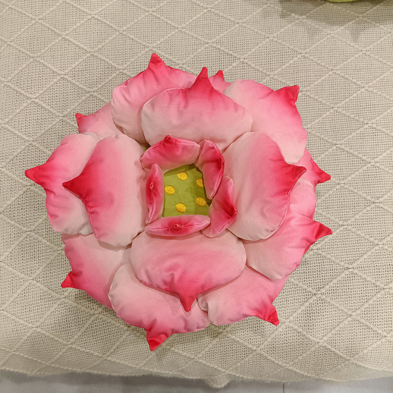 外贸质感荷花莲花多肉抱枕
