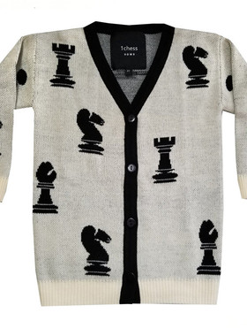 1chess国际象棋主题针织开衫儿童服装