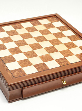 国际象棋棋盘棋盒收纳方便礼品装饰摆设艺术木制大型中型棋盘格