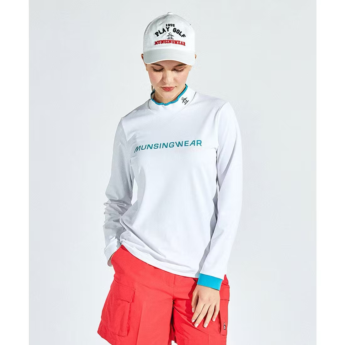 日本MUNSINGWEAR万星威高尔夫女装25春夏半高领场袖T恤MG5SLS51L