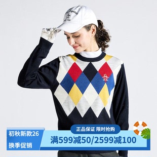 日本MUNSINGWEAR万星威高尔夫女装24秋季圆领长袖针织衫MG4FST80L