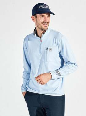 日本MUNSINGWEAR万星威高尔夫男装25春夏长袖POLO衫T恤MG5SLS25M