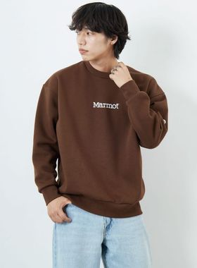 日本代购marmot土拨鼠25秋冬圆领长袖加绒套头卫衣MTFW25USW364IN