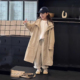 女童风衣韩版 外套2024春秋洋气女大童宽松过膝夹棉加厚冲锋衣 长款
