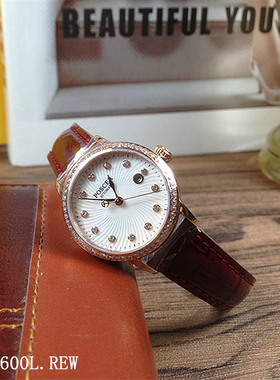 Poscer/宝时捷手表 机械女表全自动皮带P.6600L.REW日历6600正品