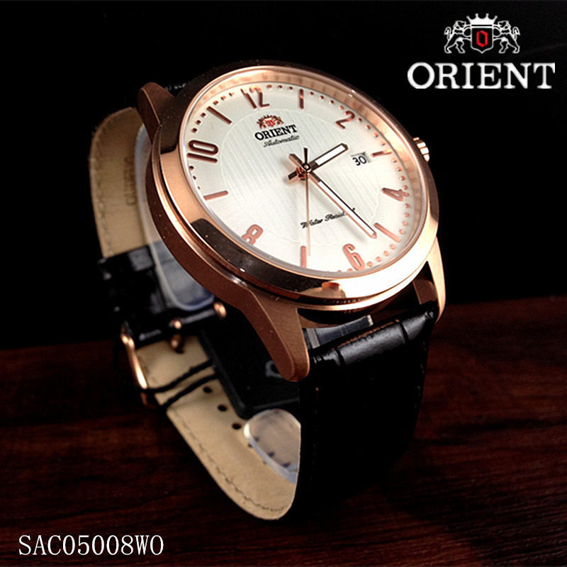 Orient/东方双狮手表 机械男表全自动日本 正品日历皮带SAC05008W