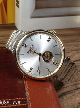 Poscer/宝时捷手表 机械男表镂空全自动P.6608M.VVW钢带防水6608