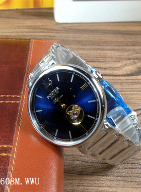 Poscer/宝时捷手表 正品镂空机械男表全自动P.6608M.WWU蓝色6608
