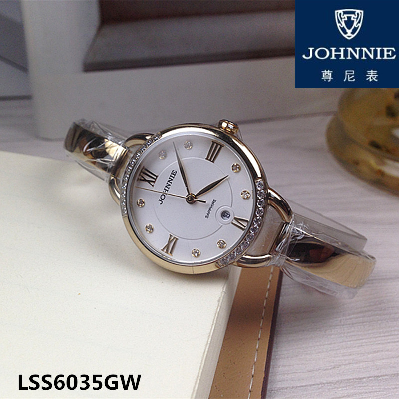 johnnie/尊尼手表 女表石英表时尚手链表女lss6035gw日历正品6035
