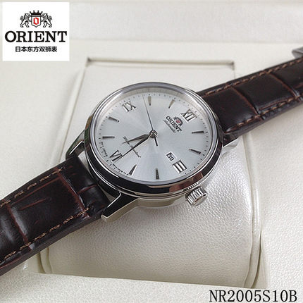 Orient/东方双狮表 机械女表全自动真皮蓝宝石日历情侣NR2005S10B