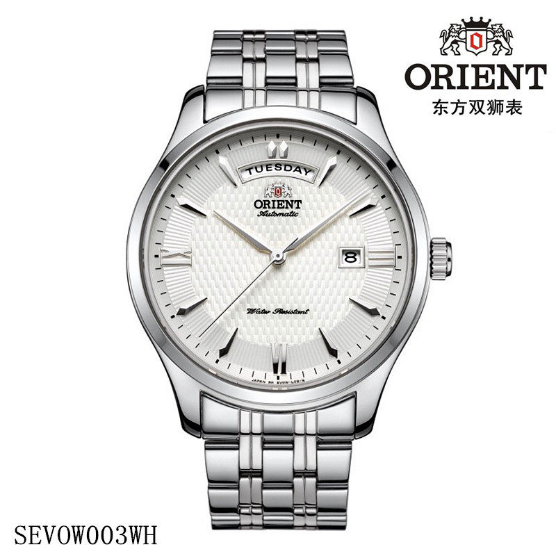 日本ORIENT东方双狮手表男表机械表全自动正品防水日历SEVOW003WH