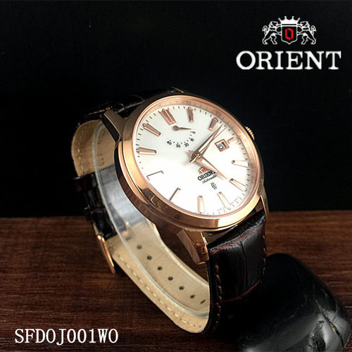 orient东方双狮手表日本 正品自动机械男表 日历皮带SFDOJ001WO