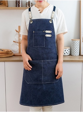 外贸出口跨境亚马逊防水帆布围裙烘焙厨房园艺陶艺广告工作围裙