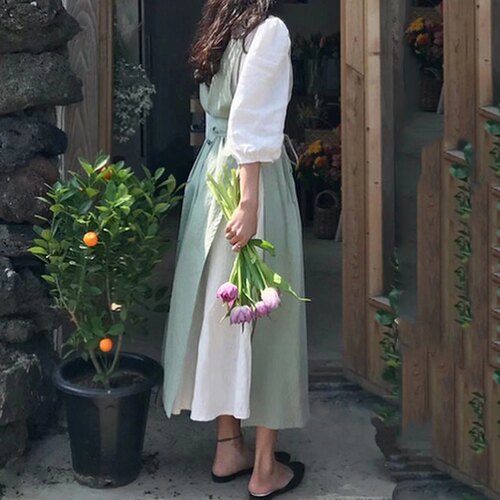 棉韩版是防污纯色开衩