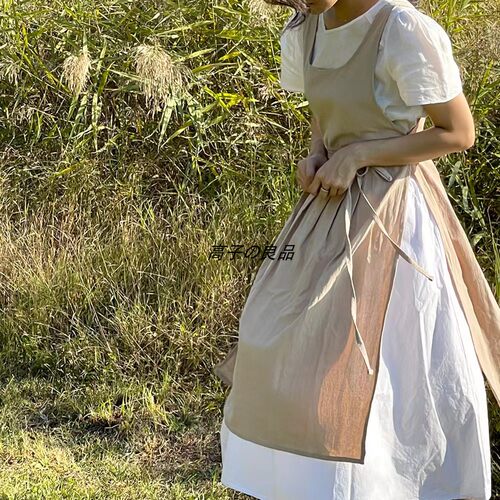 ins韩版法式花艺围裙开衩