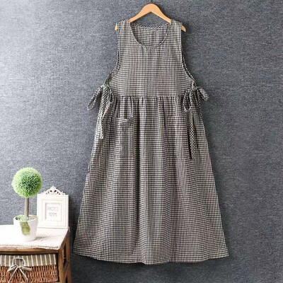 外贸日式韩版棉麻围裙前后两片