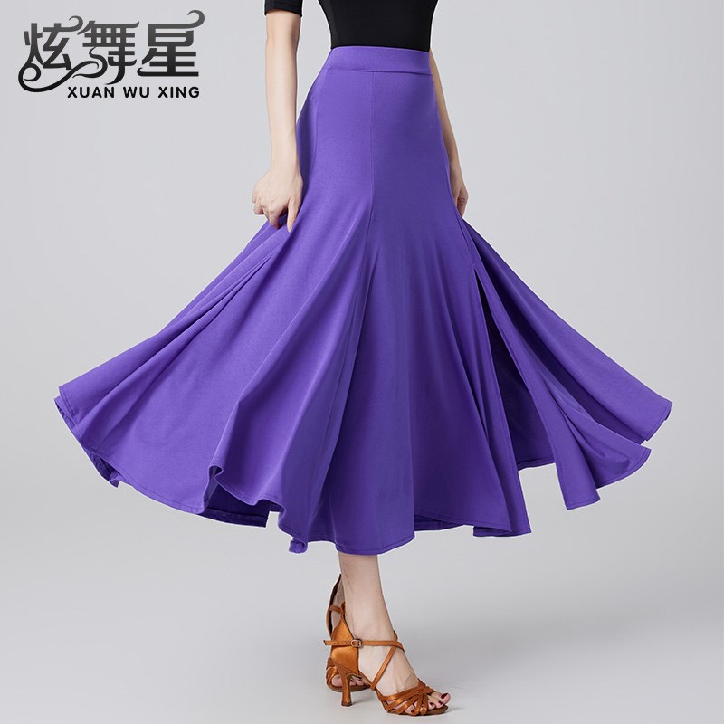 新选摩登舞裙女高端成人拉丁舞蹈半身裙秋吉巴Q特华尔兹演出服练