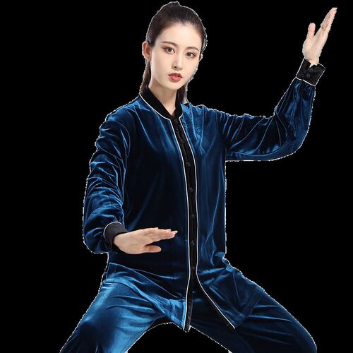 精选太极服秋冬季l金丝绒女太极拳练功服装男加厚中国风表演服比