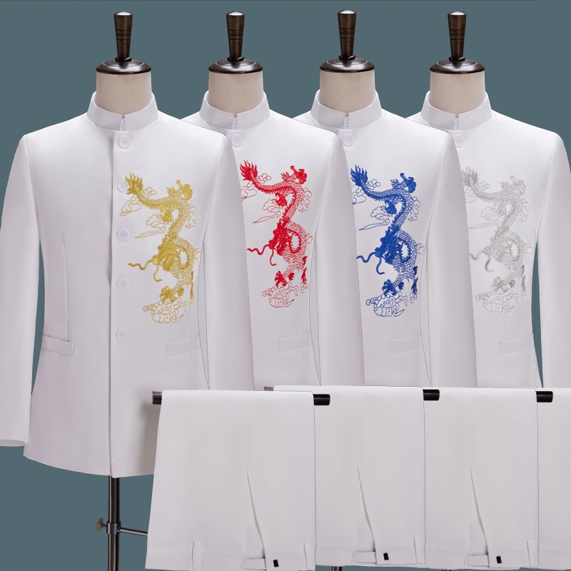 新选中老年中山装大合唱团演出服男士乐队舞台Q表演服主持人歌手