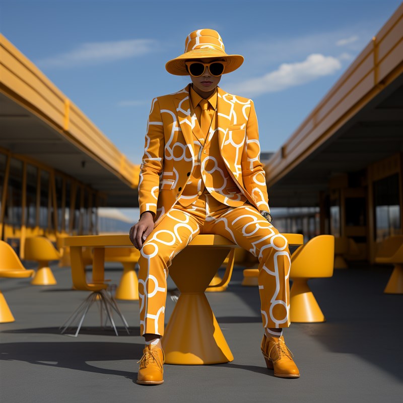 新选春秋款引领潮流3D数码印花派对舞台L夜店炫酷演出双排扣西服