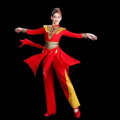 新选打鼓演出服装k女新款中国风腰鼓威风锣鼓秧歌舞蹈鼓舞服装成