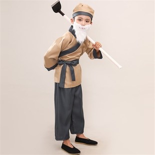 新选儿童老爷爷演出服老大爷表演服装角色扮演老T头服装老翁农夫