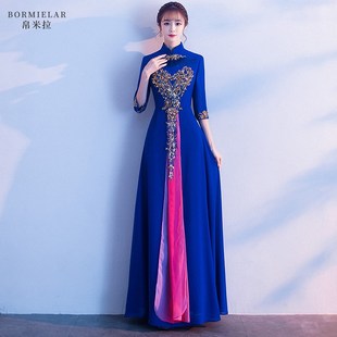 新选大合唱团演出服女长裙2025B新款中国风成人晚礼服朗诵比赛艺