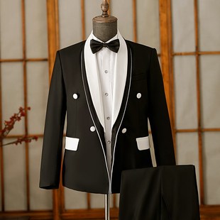 新选男士主持人服装晚会舞台司仪歌手演出服套装R男生艺考声乐礼
