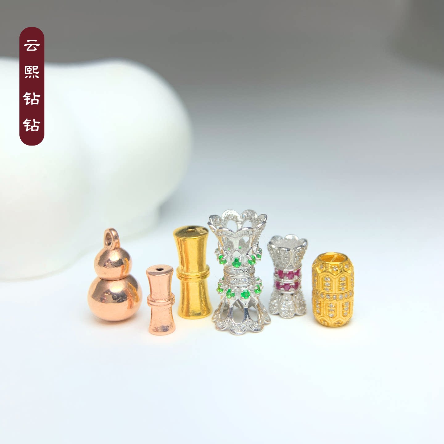 9K金万能扣头手链项链多用连接扣头珍珠翡翠珠链K金扣头9K金配件