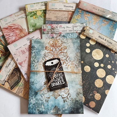 DIY相册 剪贴本 junk journal 复古手账卡片背景纸 A5单面图案纸
