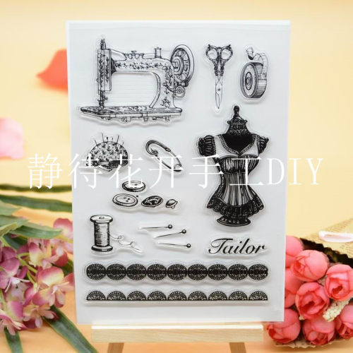 透明印章 scrapbook DIY相册卡片手帐橡皮章成品章图章 缝纫