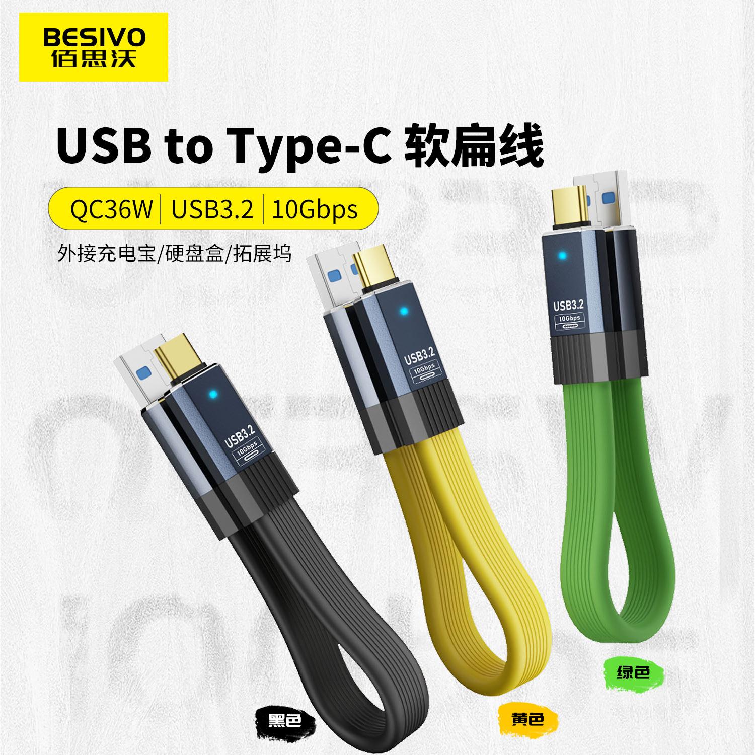 USB3.2数据线USB转typec移动硬盘M.2固态SSD软线适用三星WD西数闪迪10Gbps电脑传输连接手机QC36W快充短线图片
