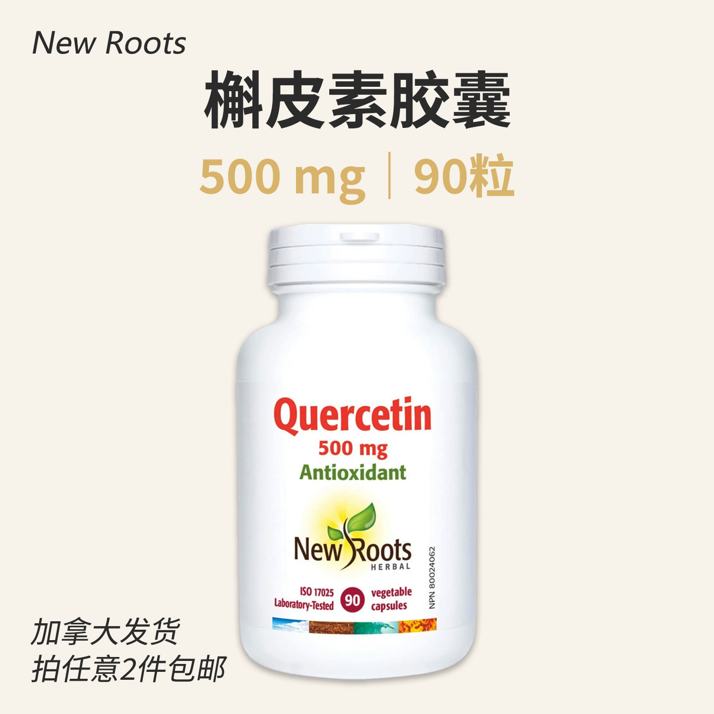 槲皮素胶囊500mg90粒加拿大直邮