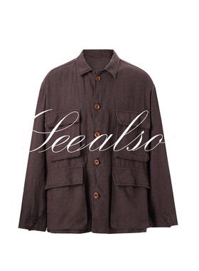 SEE ALSO 松弛时髦感100%麻外套立体口袋休闲百搭翻领夹克 LD4156